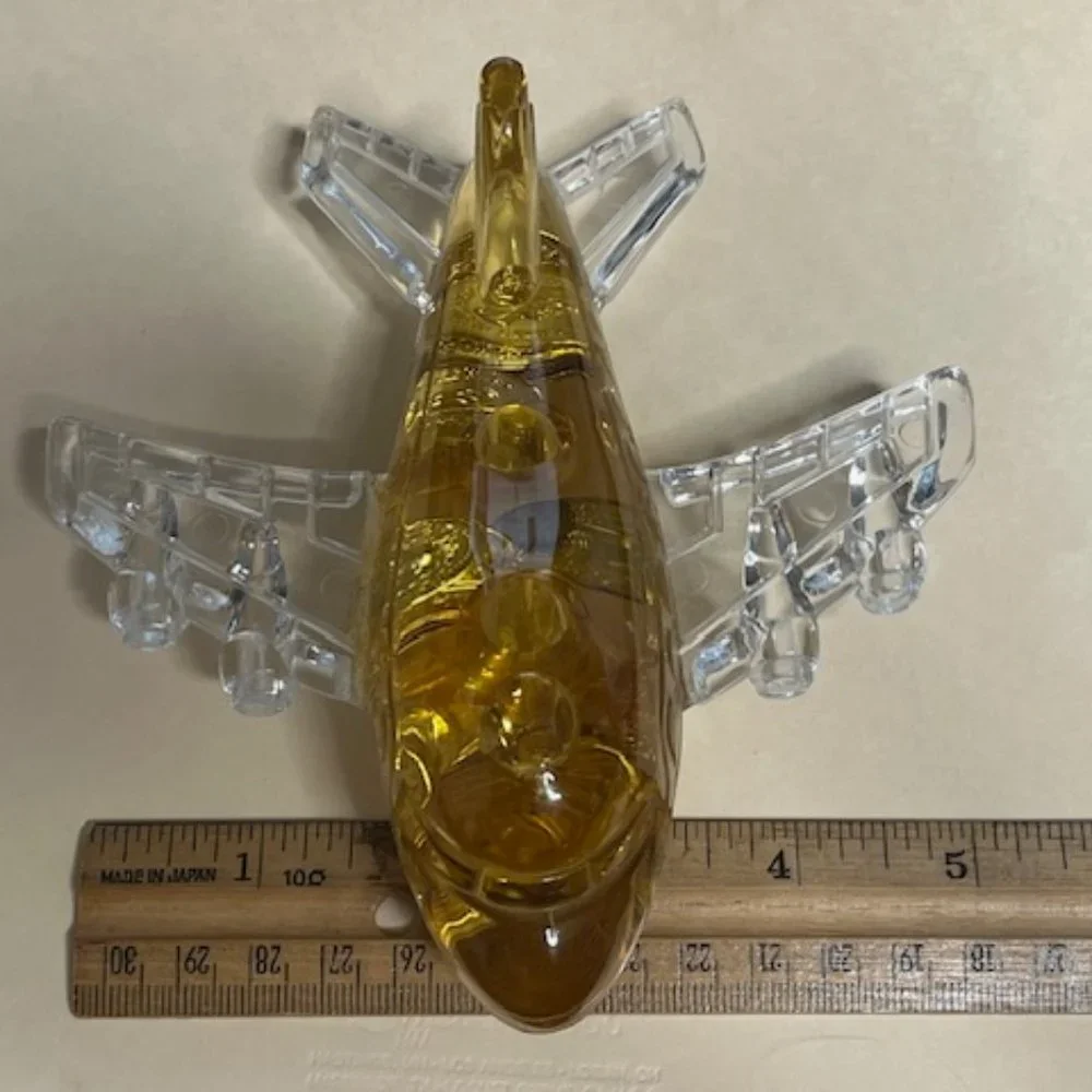 VTG Acrylic Jet Airplane Desk Paperweight & Pencil Holder Fantasy Coins Globe 6